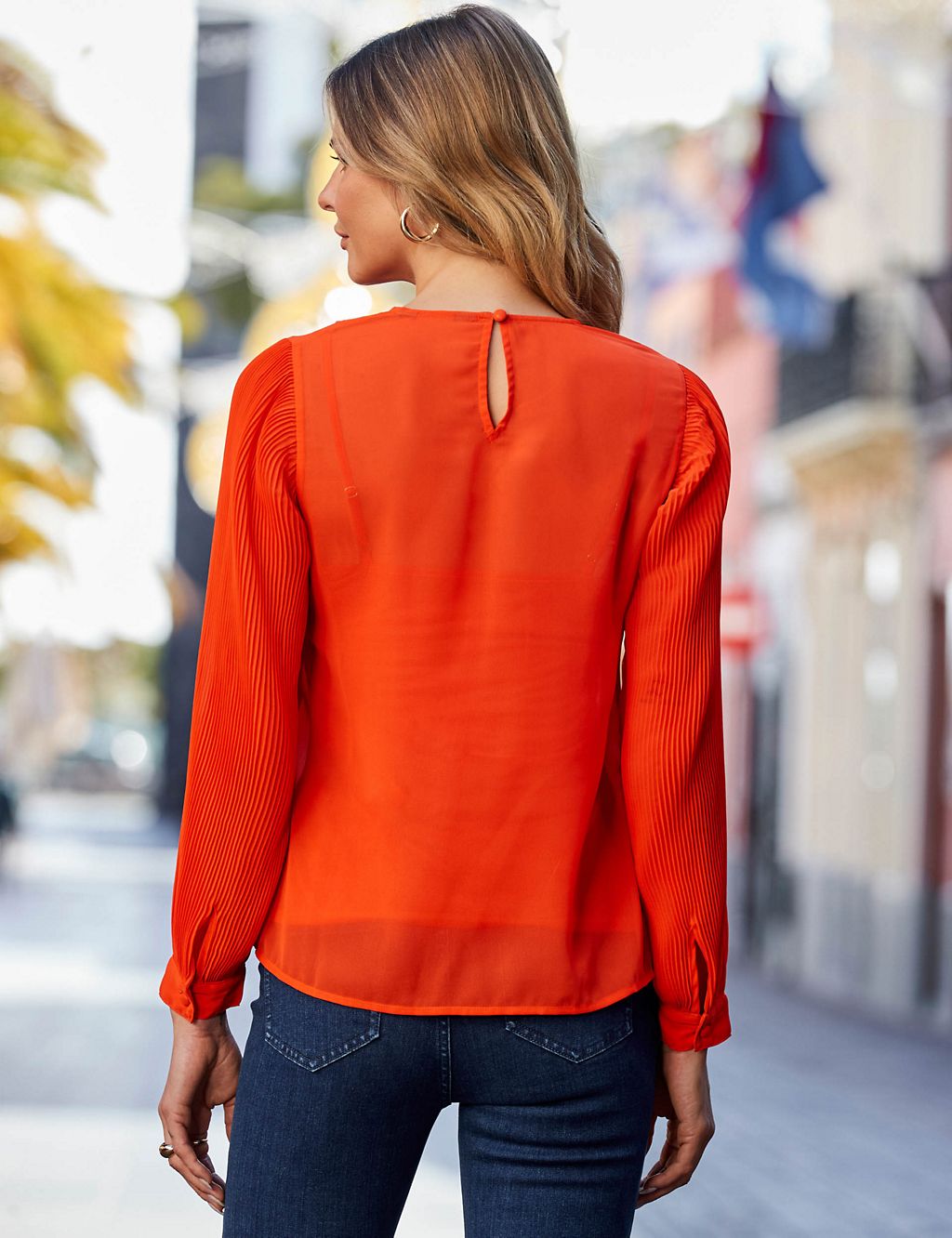 Crew Neck Relaxed Blouson Sleeve Blouse 2 of 5