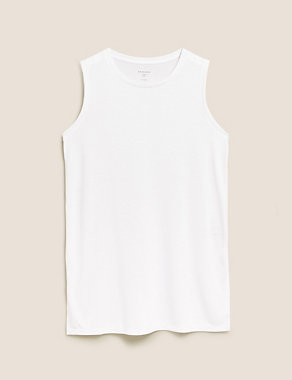 Crew Neck Relaxed Longline Vest Top Image 2 of 5