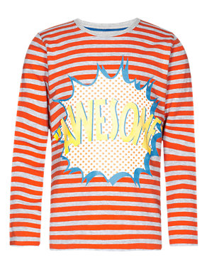 Crew Neck Striped Awesome T-shirt Image 2 of 4