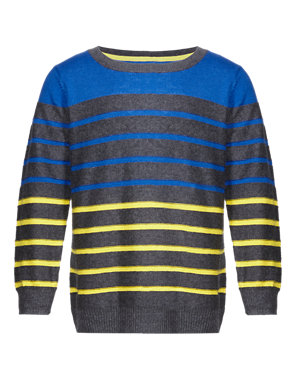 Crew Neck Striped Reverse Jumper (1-7 Years) Image 2 of 3