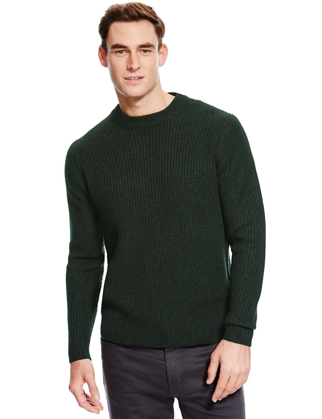 Crew Neck Textured Jumper with Wool 3 of 3