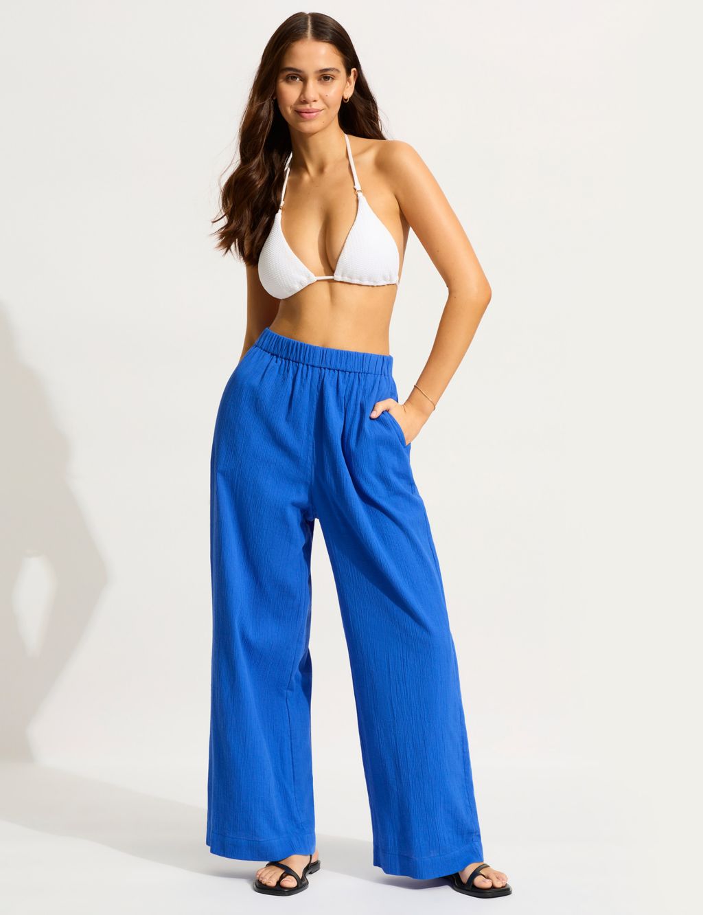 Crinkle Pure Cotton Relaxed Beach Trousers 3 of 4