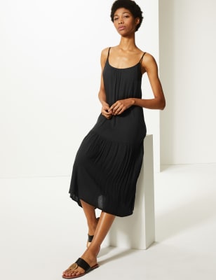 Crinkle Slip Midi Dress, M&S Collection