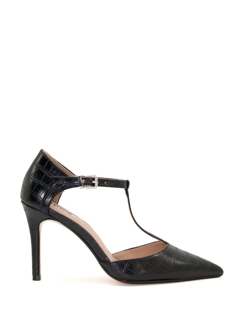 Croc Ankle Strap Stiletto Heel Court Shoes