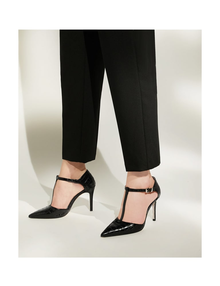Ankle strap top stiletto pumps