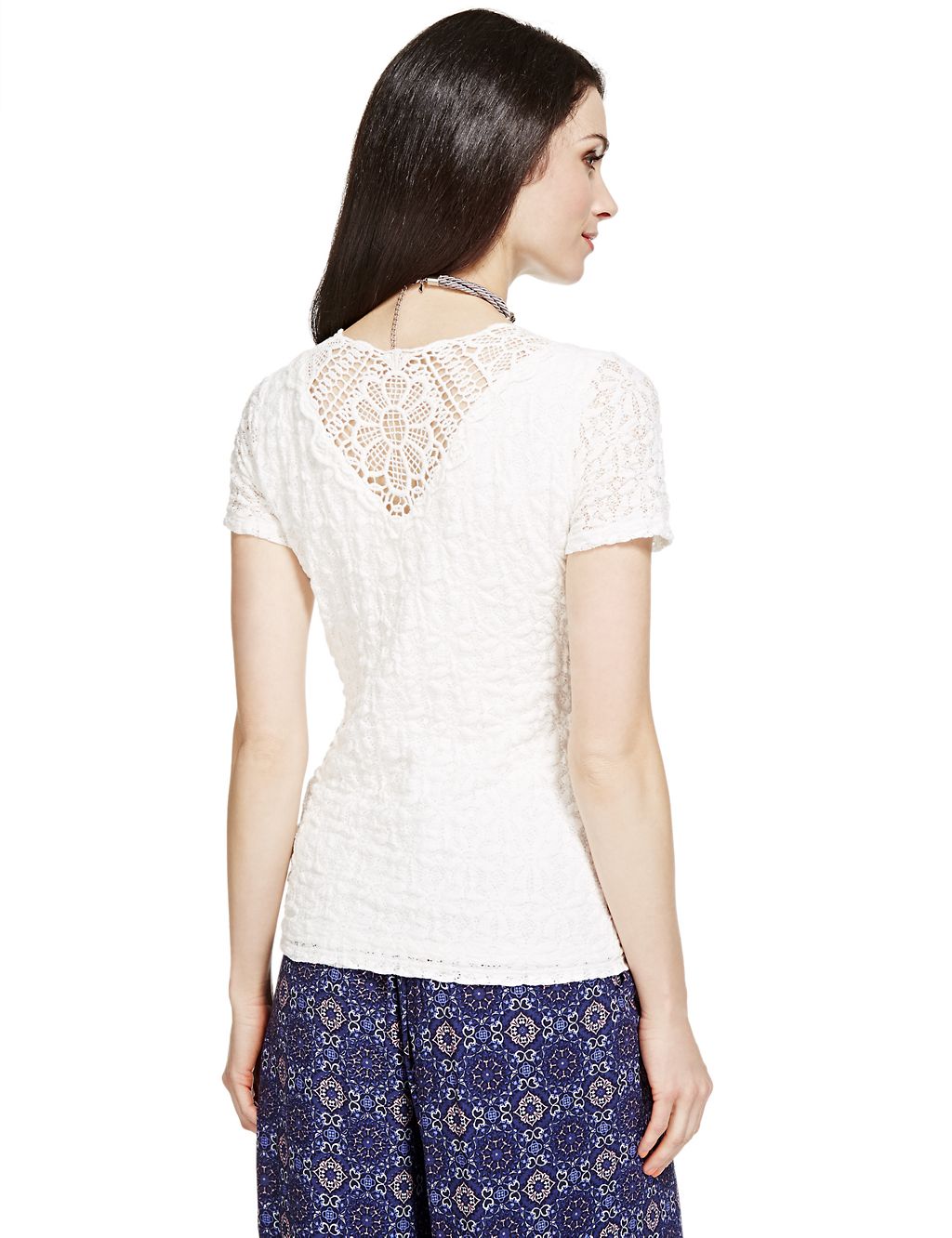 Crochet Back Floral Lace Top 4 of 4