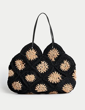 Crochet Straw Shoulder Bag Image 2 of 5