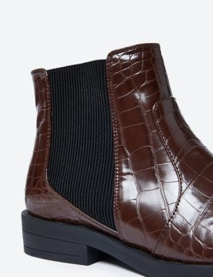 crocodile print chelsea boots