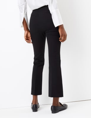 Black Cropped Kick Flare Trousers