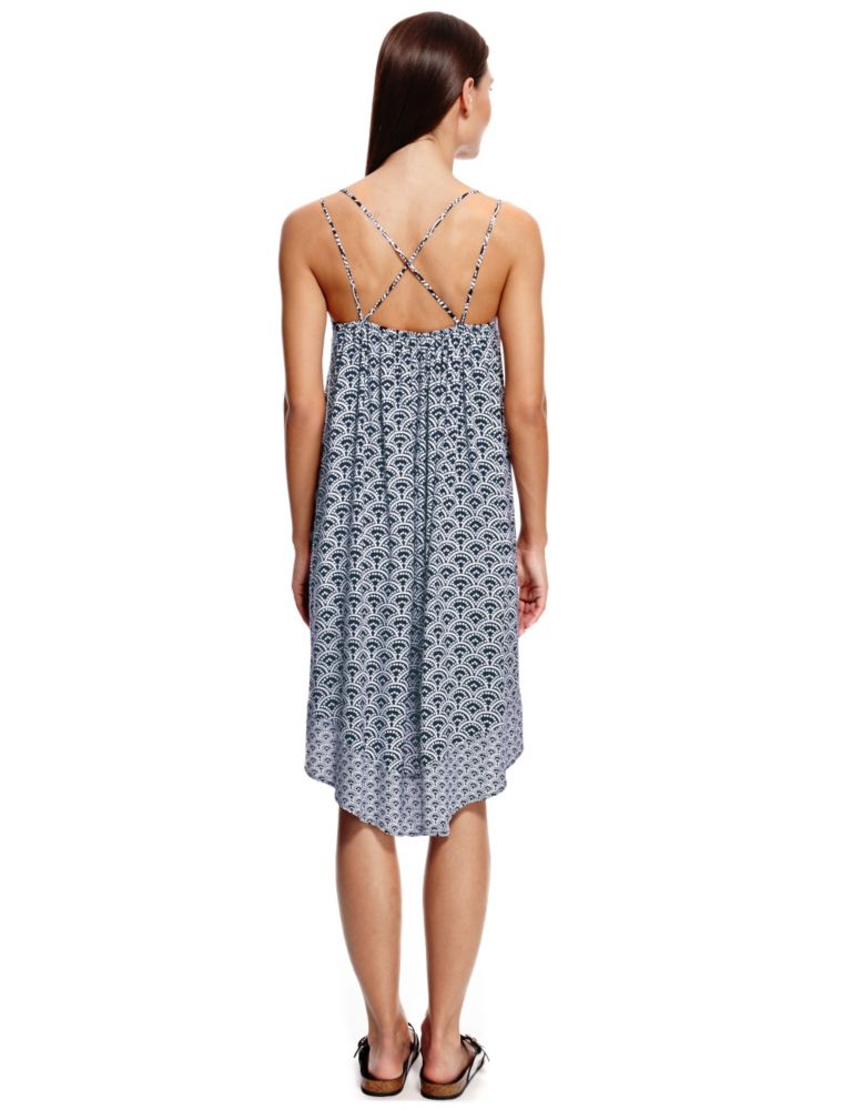 Cross Back Spotted Scallop Print Shift Dress 4 of 4