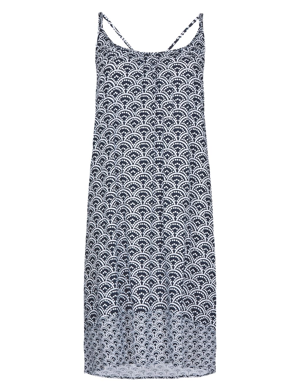 Cross Back Spotted Scallop Print Shift Dress 1 of 4