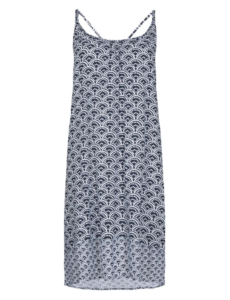 Cross Back Spotted Scallop Print Shift Dress 3 of 4