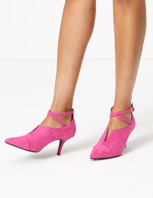 pink kitten heel court shoes