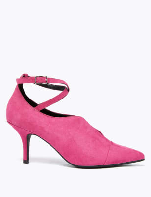 pink kitten heel court shoes