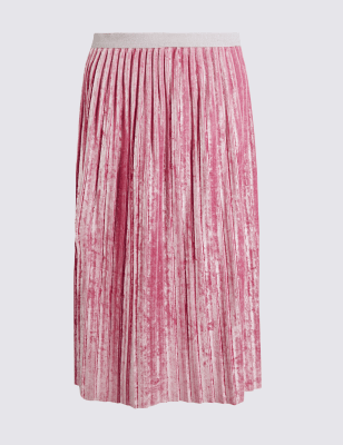 marks and spencer velvet pleated skirt