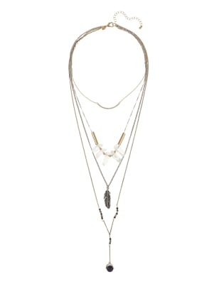 Crystal & Feather Layered Necklace | Limited Edition | M&S