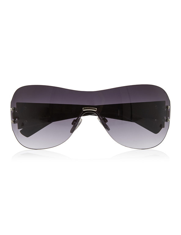 Crystal Arm Oversized Rimless Sunglasses Image 1 of 2