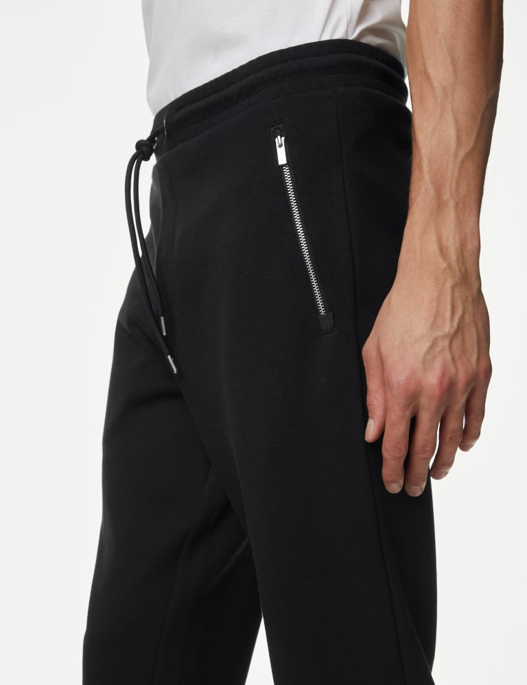 Cuffed Cotton Blend Zip Pocket Joggers