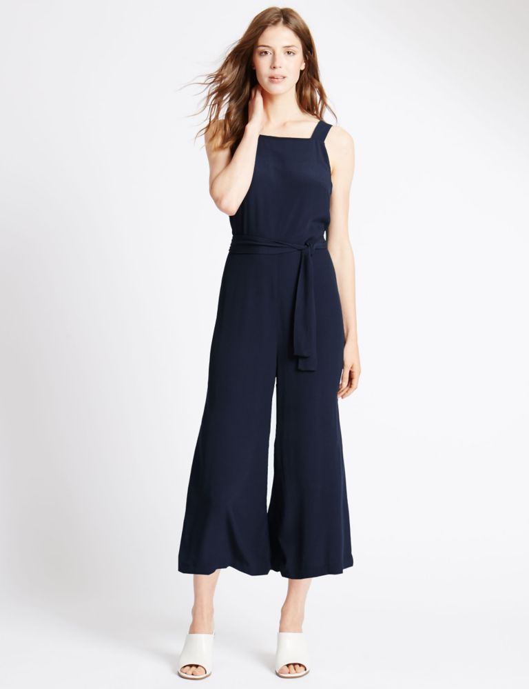 Culottes Belted Jumpsuit 1 of 3
