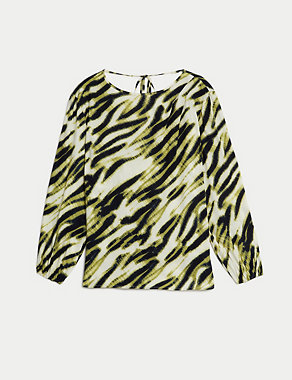 Cupro Rich Printed Blouson Sleeve Blouse Image 2 of 6