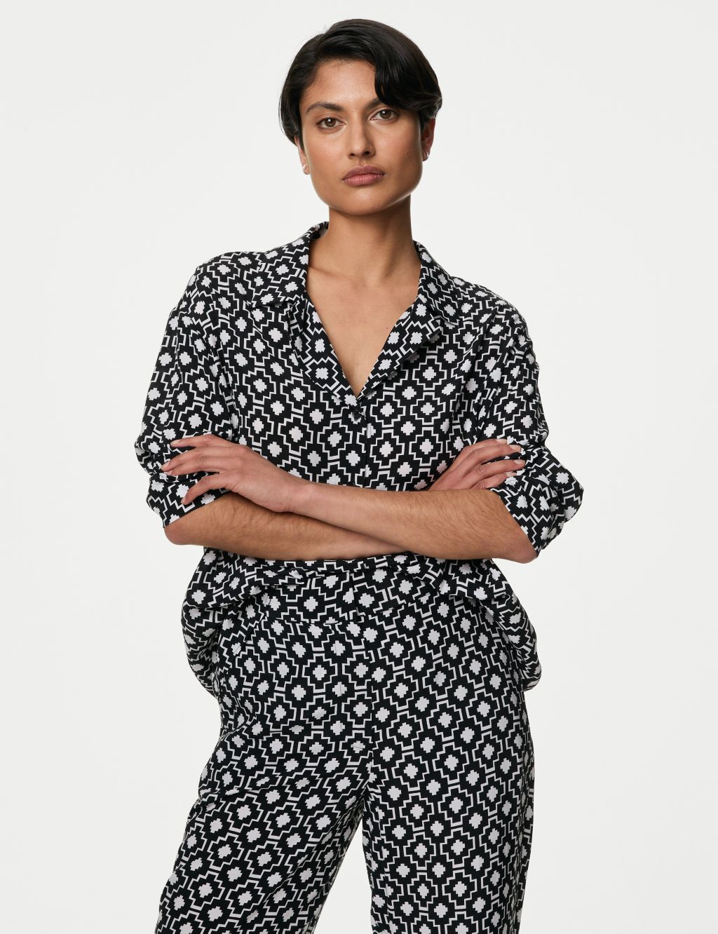 Cupro Rich Printed Collared Relaxed Shirt 8 of 8