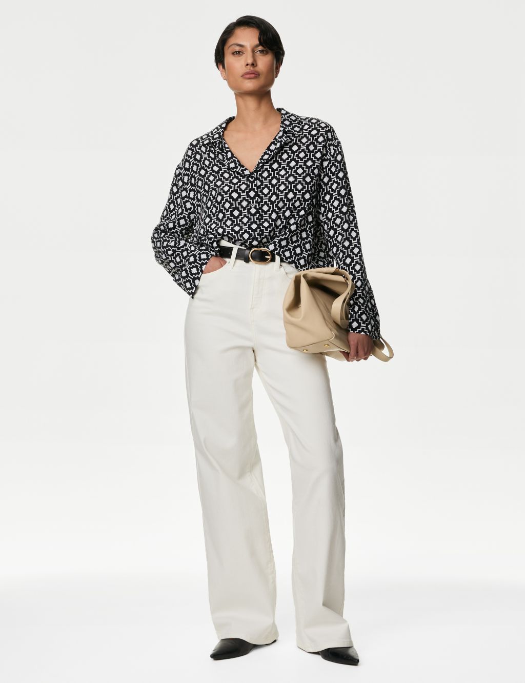 Cupro Rich Printed Collared Relaxed Shirt 6 of 8