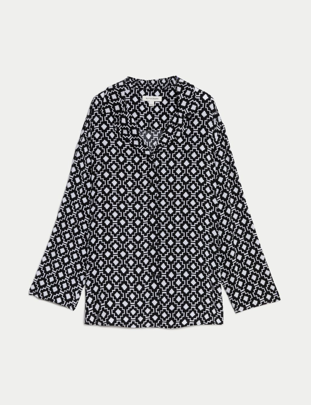 Cupro Rich Printed Collared Relaxed Shirt 1 of 8