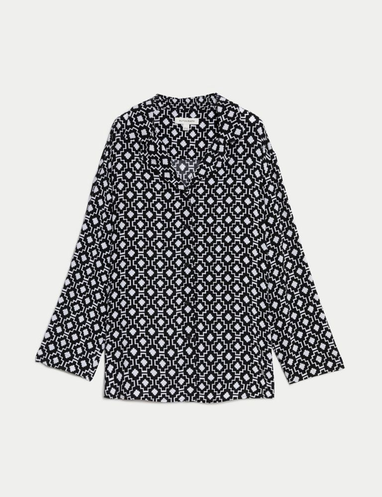 Cupro Rich Printed Collared Relaxed Shirt 3 of 8