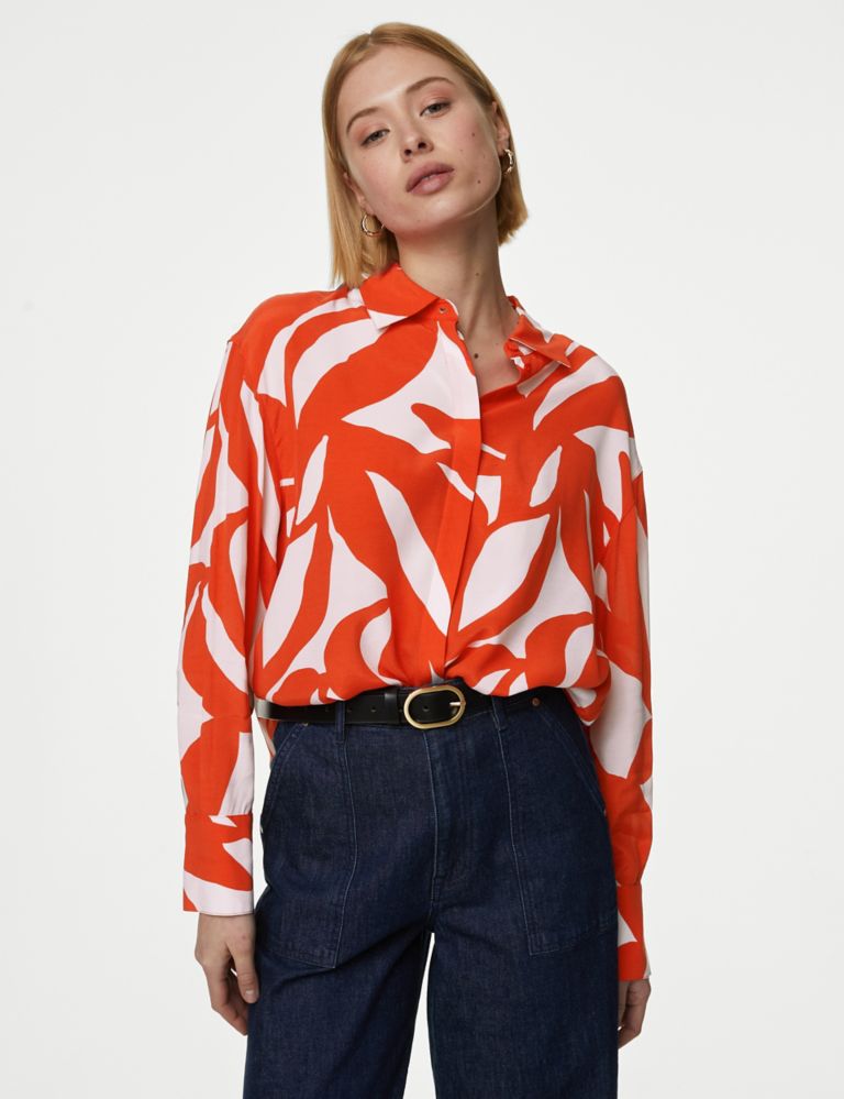 Cupro Rich Printed Collared Shirt 4 of 5