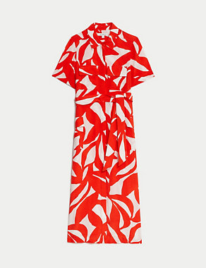 Cupro Rich Printed Midaxi Shirt Dress Image 2 of 6