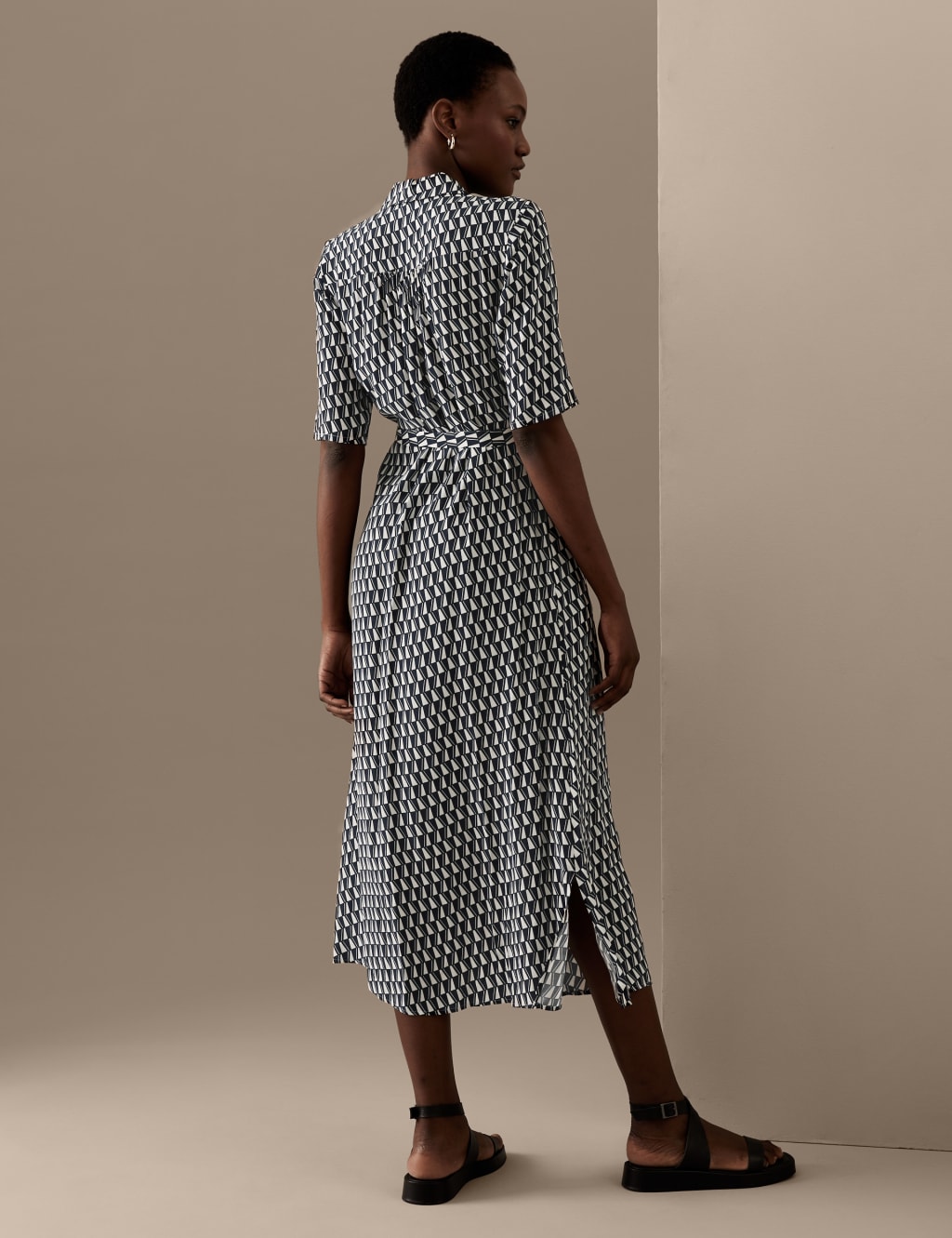 Cupro Rich Printed Midaxi Shirt Dress  Autograph  M&S