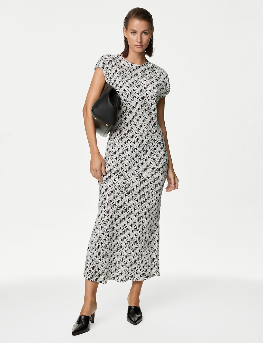 Cupro Rich Printed Midaxi Waisted Dress 2 of 5
