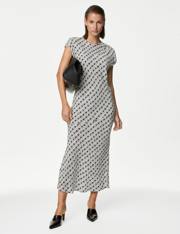 Cupro Rich Printed Midaxi Waisted Dress 3 of 5