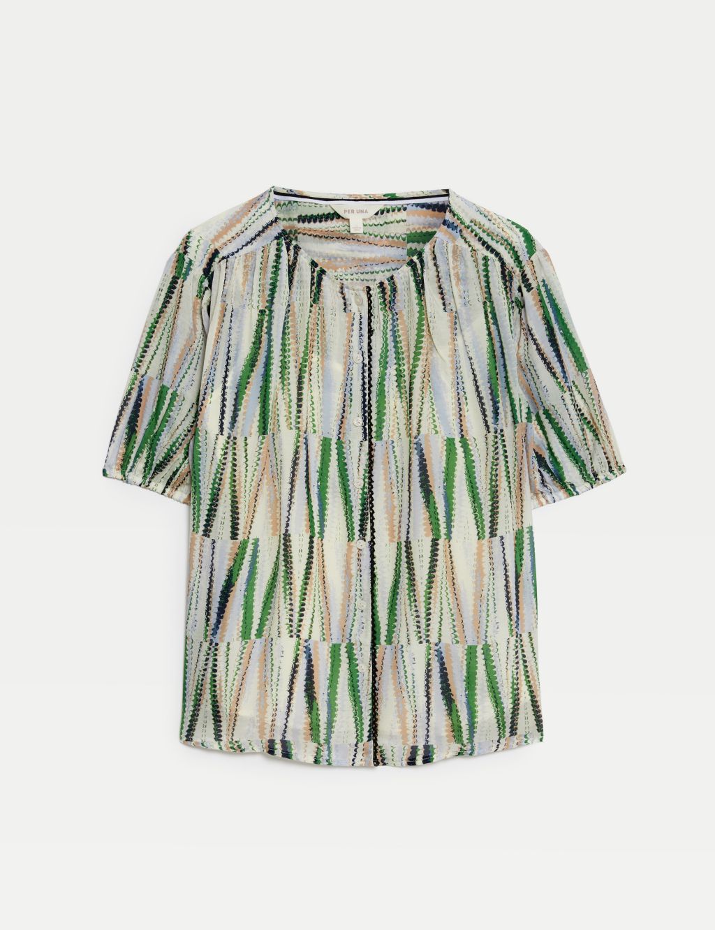 Cupro Rich Printed Short Sleeve Blouse 1 of 5