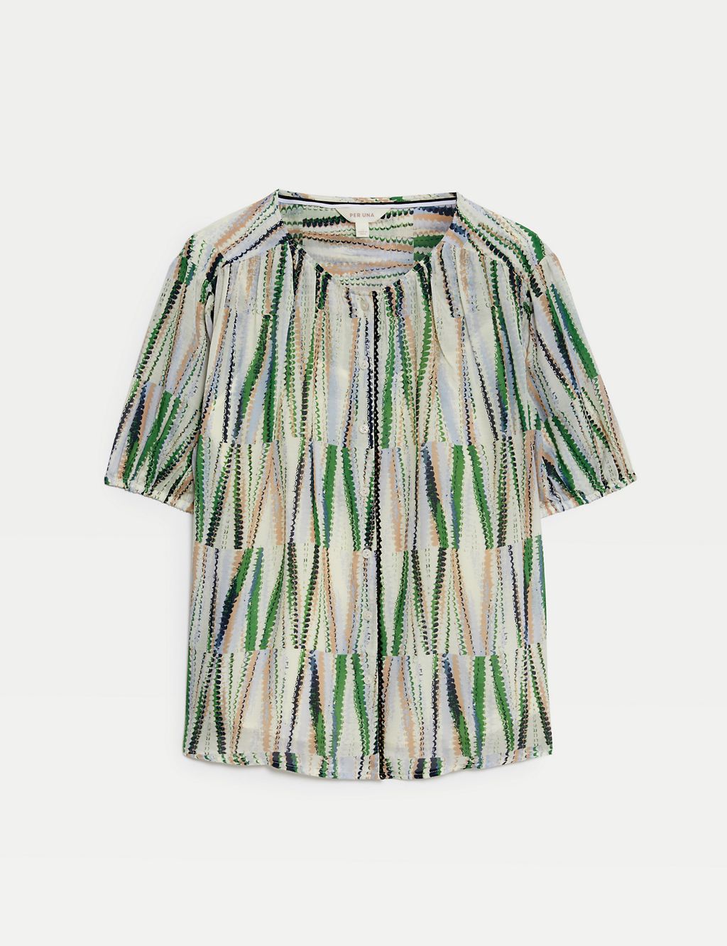Cupro Rich Printed Short Sleeved Blouse 1 of 5