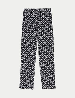 Cupro Rich Printed Straight Leg Trousers Image 2 of 7