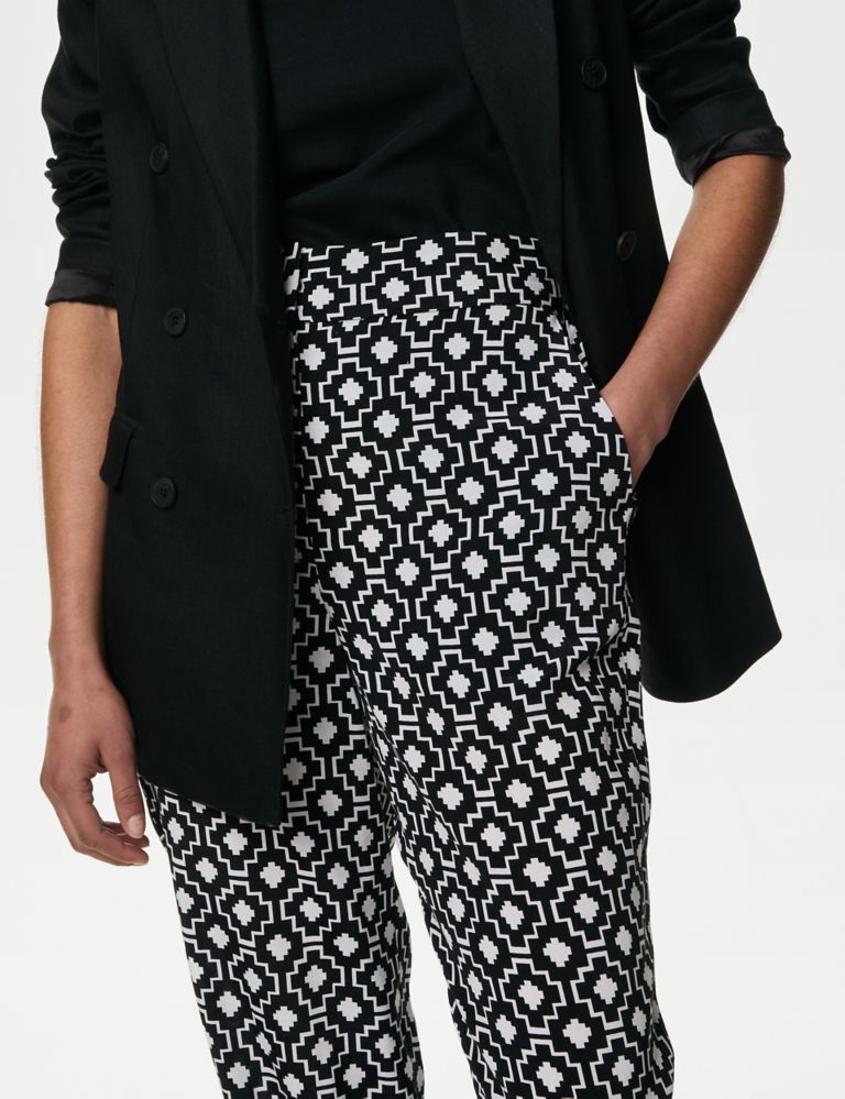 Cupro Rich Printed Straight Leg Trousers 4 of 7