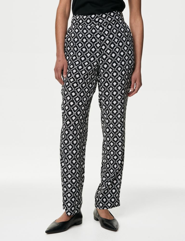 Cupro Rich Printed Straight Leg Trousers 5 of 7