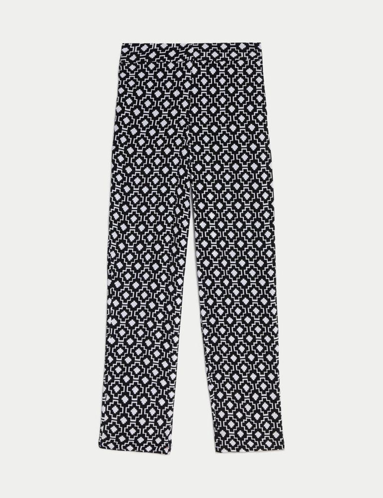 Cupro Rich Printed Straight Leg Trousers 3 of 7