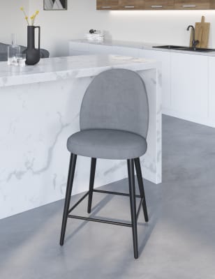 Curved back deals velvet bar stool