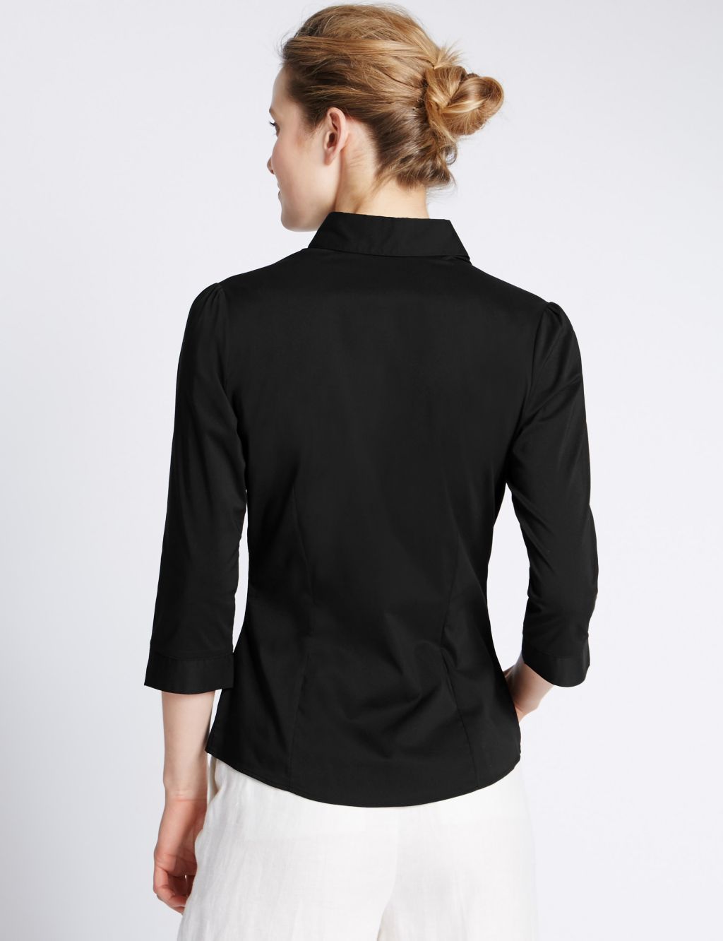 Curved Hem 3/4 Sleeve Shirt | M&S Collection | M&S