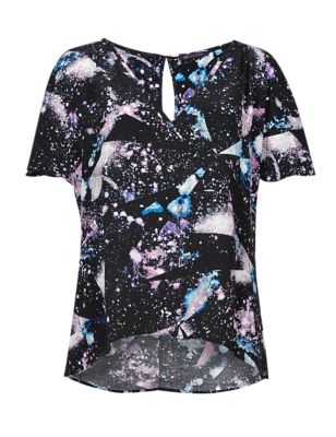 Cut-Out Shoulder Galaxy Print Blouse Image 2 of 4