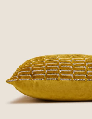 Cut Velvet Jacquard Cushion Image 2 of 5
