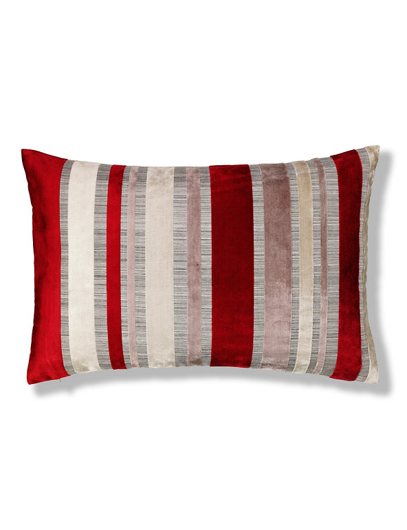 Cut Velvet Stripe Cushion Image 1 of 2