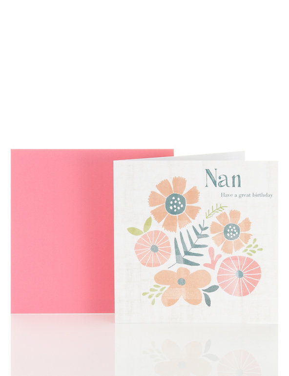 Cute Floral Nan Birthday Card Image 1 of 2