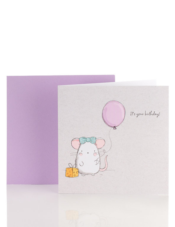 Cute Mouse Birthday Card Image 1 of 2