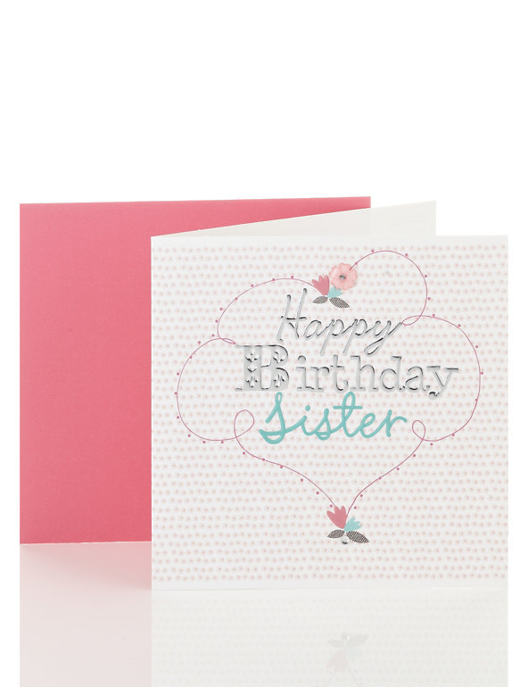 Cute Pink Floral Sister Birthday Card Image 1 of 2