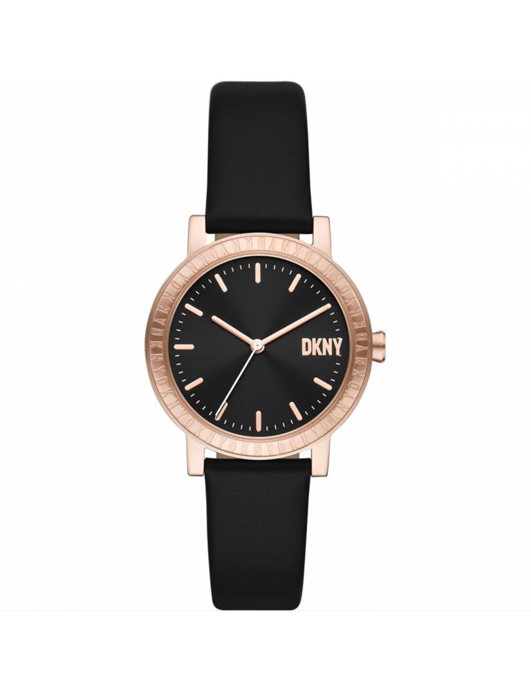 DKNY 7th Avenue Black Leather Watch 1 of 10