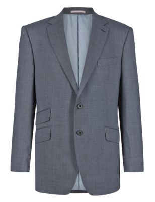 Blue Textured Regular Fit Wool Suit | M&S Collection Luxury | M&S