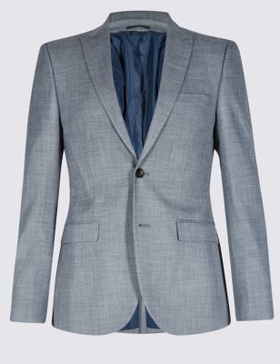 Blue Textured Modern Slim Fit 3 Piece Suit | Limited Edition | M&S